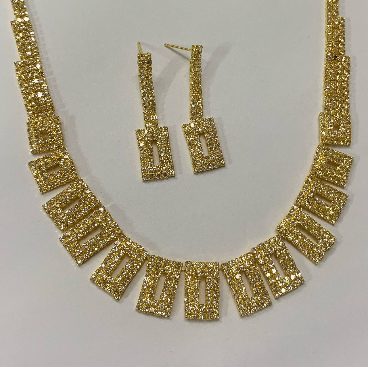 CC01717 Set 18K Yellow Gold Plated Copper Crystal