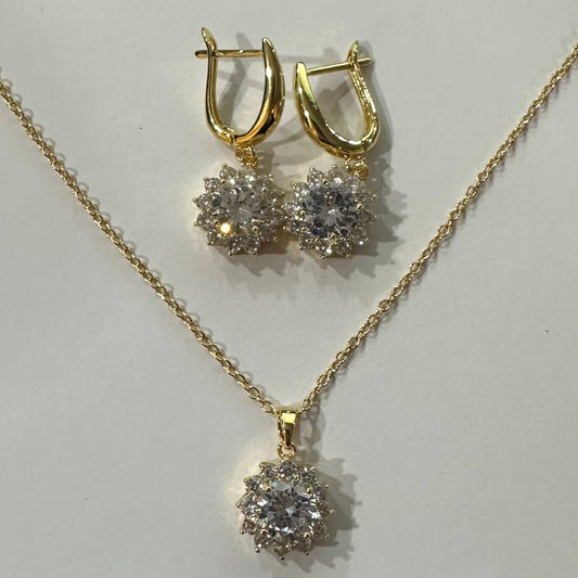 CC02240 Set 18K Yellow Gold Plated Copper Crystal