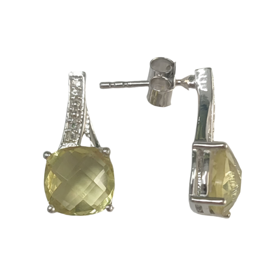 SZ12652 Earrings Silver 925 Lemon Topaz Topaz White