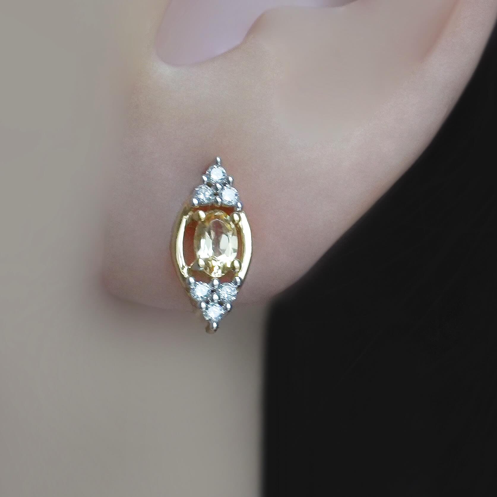 SZ16141 Studs Silver 925 Citrine Pyanite (Gold Plated)