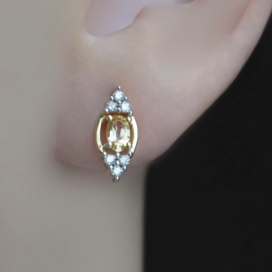 SZ16141 Studs Silver 925 Citrine Pyanite (Gold Plated)