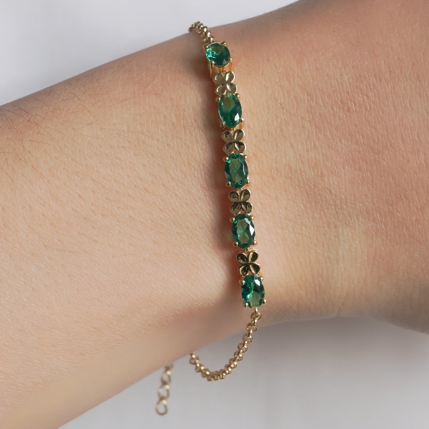 SZ16799 Bracelet Silver 925 Emerald Linde (Gold Plated)