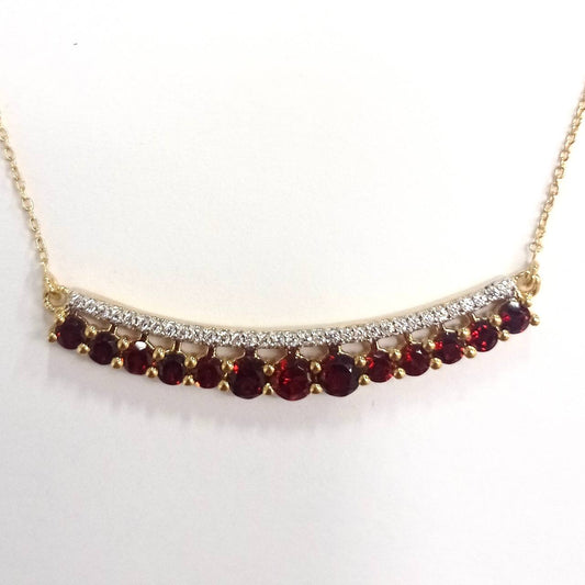 SZ16241 Necklace Silver 925 Garnet Fianite (Gold Plated)