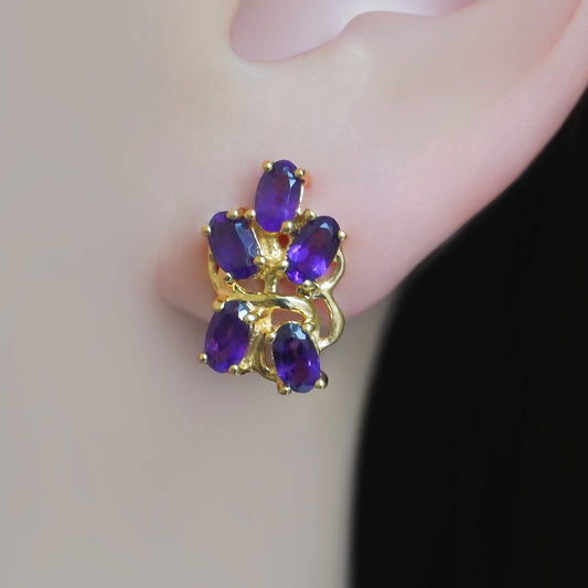 Серьги SZ16248 Серебро 925 Африканский аметист (позолота)