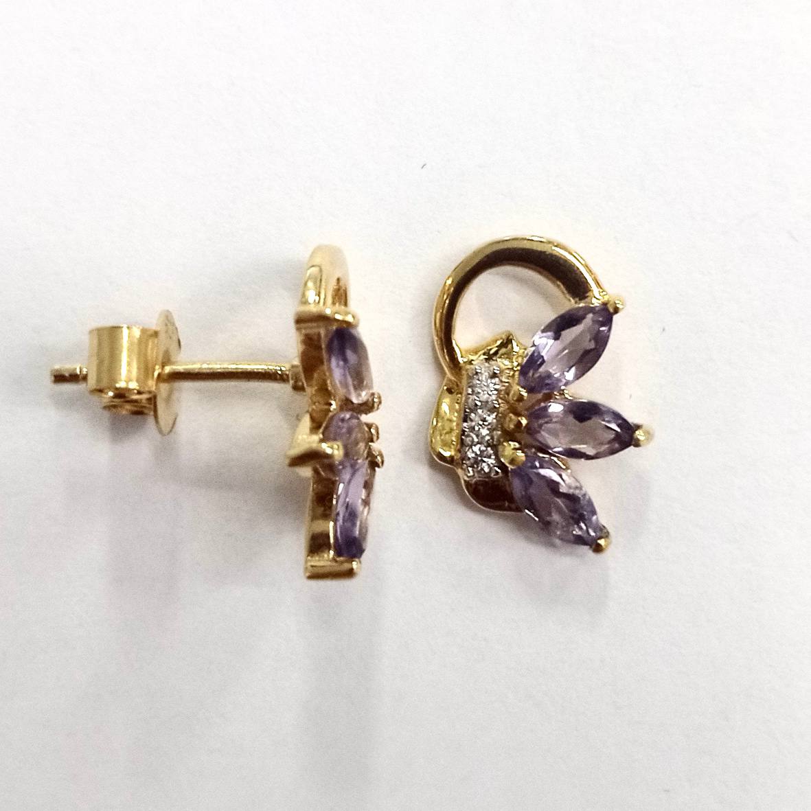 SZ16252 Earrings Sterling Silver 925 Alexandrite Linde Fianite (Gold Plated)