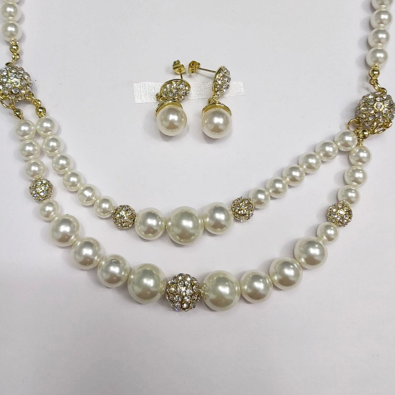 CC01655 Set Yellow Gold Plated Alloy Simulated Pearl