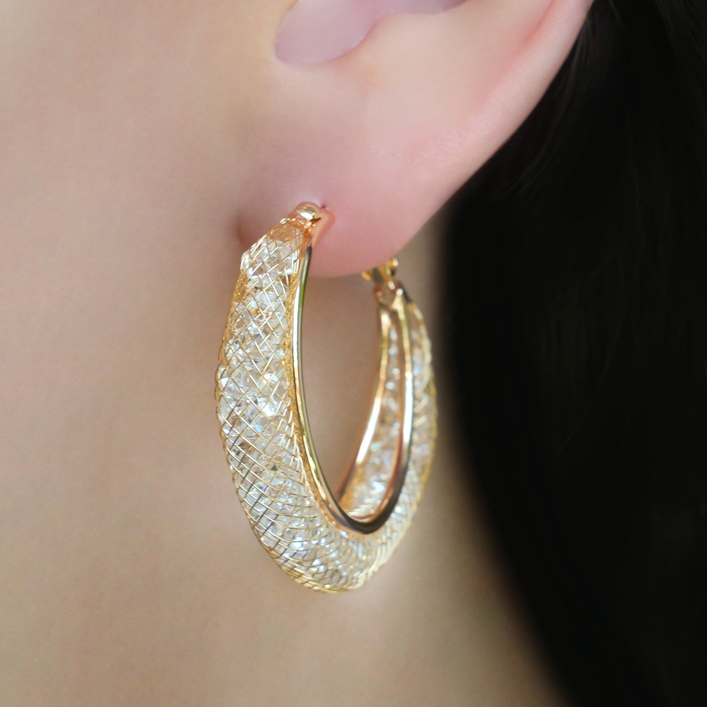 CC01342 Earrings 18K Gold Plated Copper Crystal