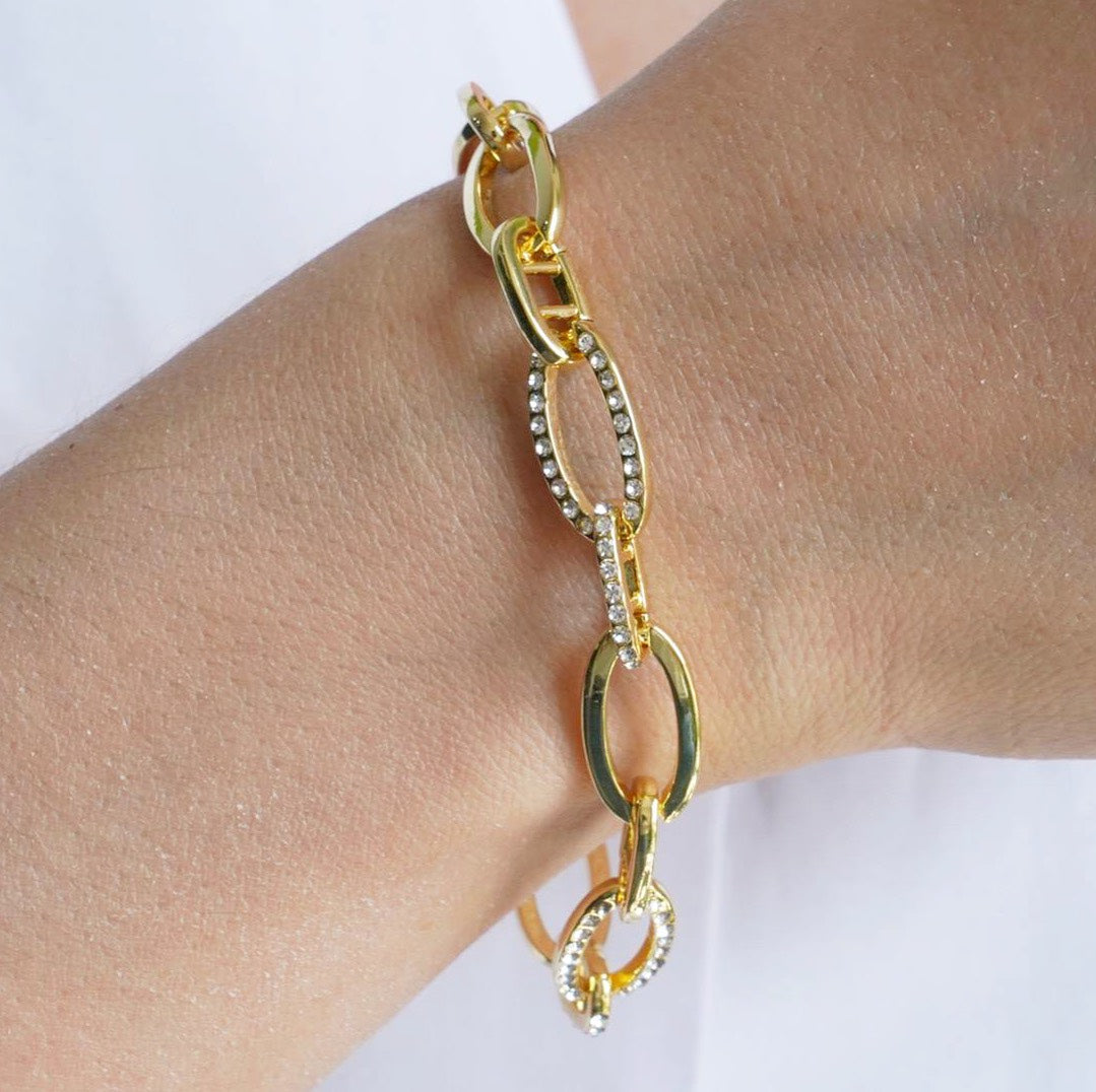 CC00988 Bracelet 18K Yellow Gold Plated Alloy Crystal