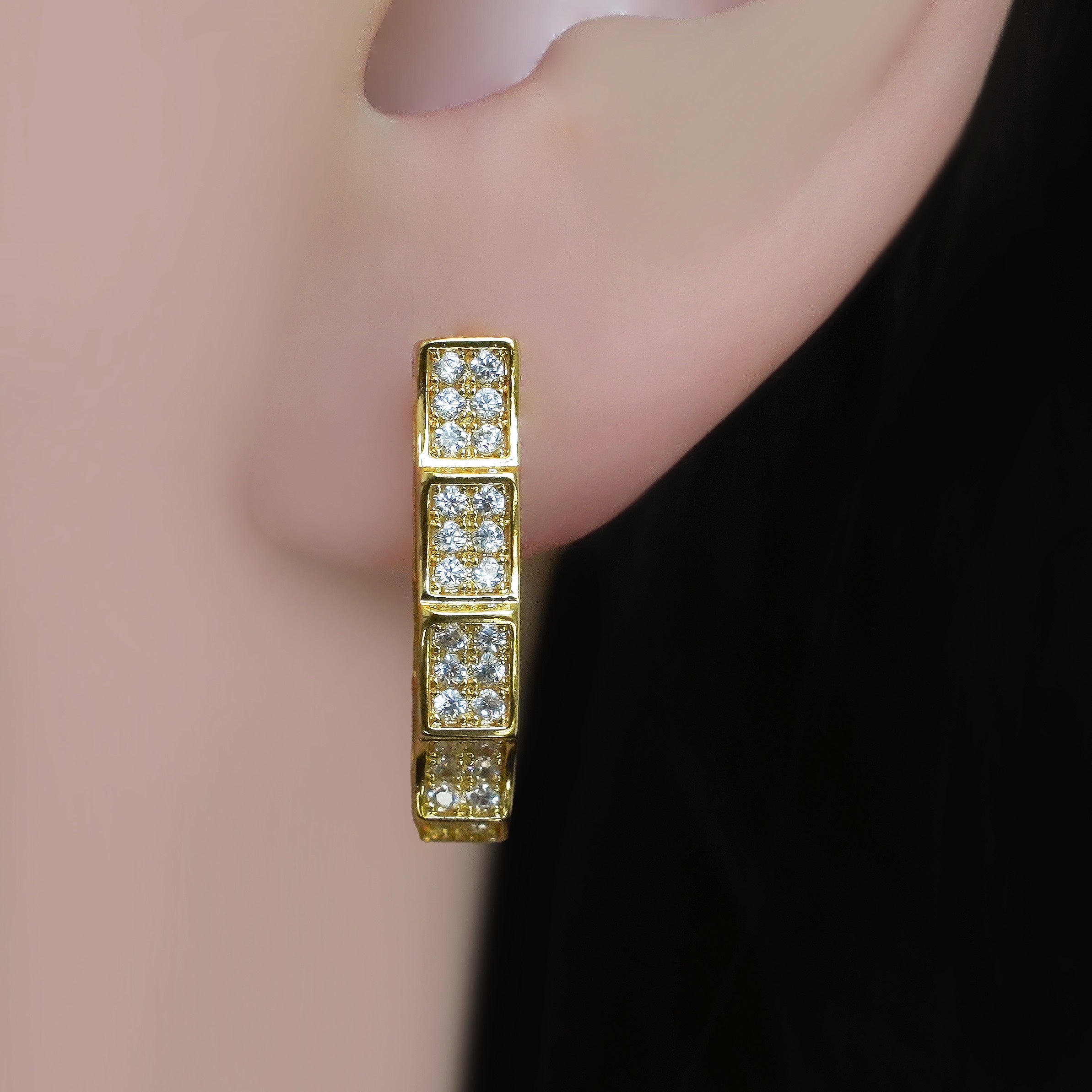 CC01025 Earrings 18K yellow gold plated Copper Cubic zirconia