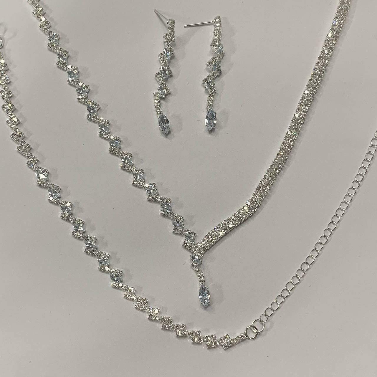 CC01732 Set 18K White Gold Plated Copper Crystal