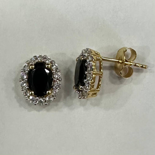 SZ16954 Sterling Silver 925 Black Spinel Fianite (Gold Plated)