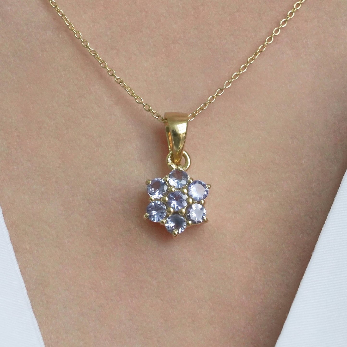 SZ14201 Necklace Silver 925 Tanzanite (Gold Plated)