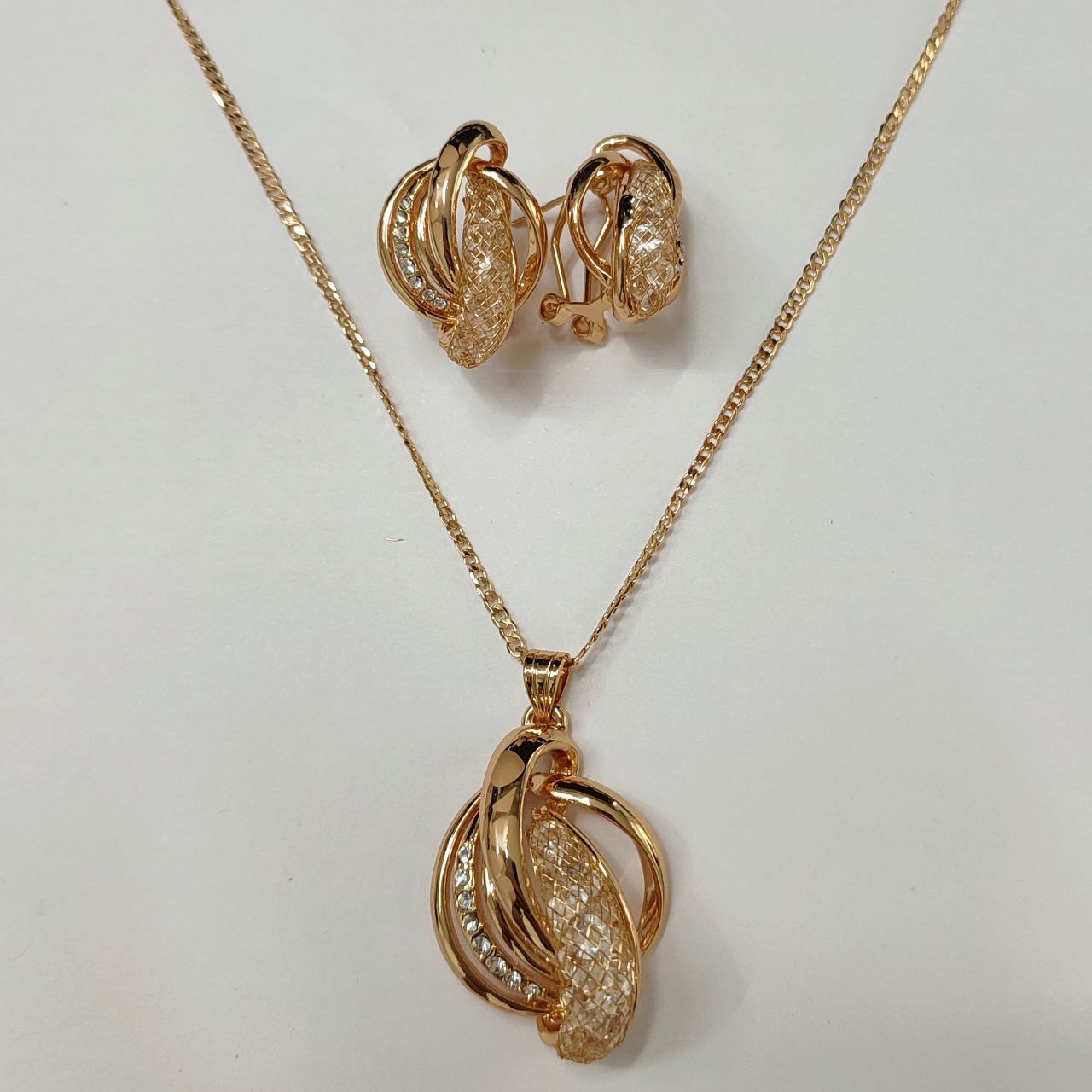 CC00911 Set 18K Gold Plated Copper Crystal