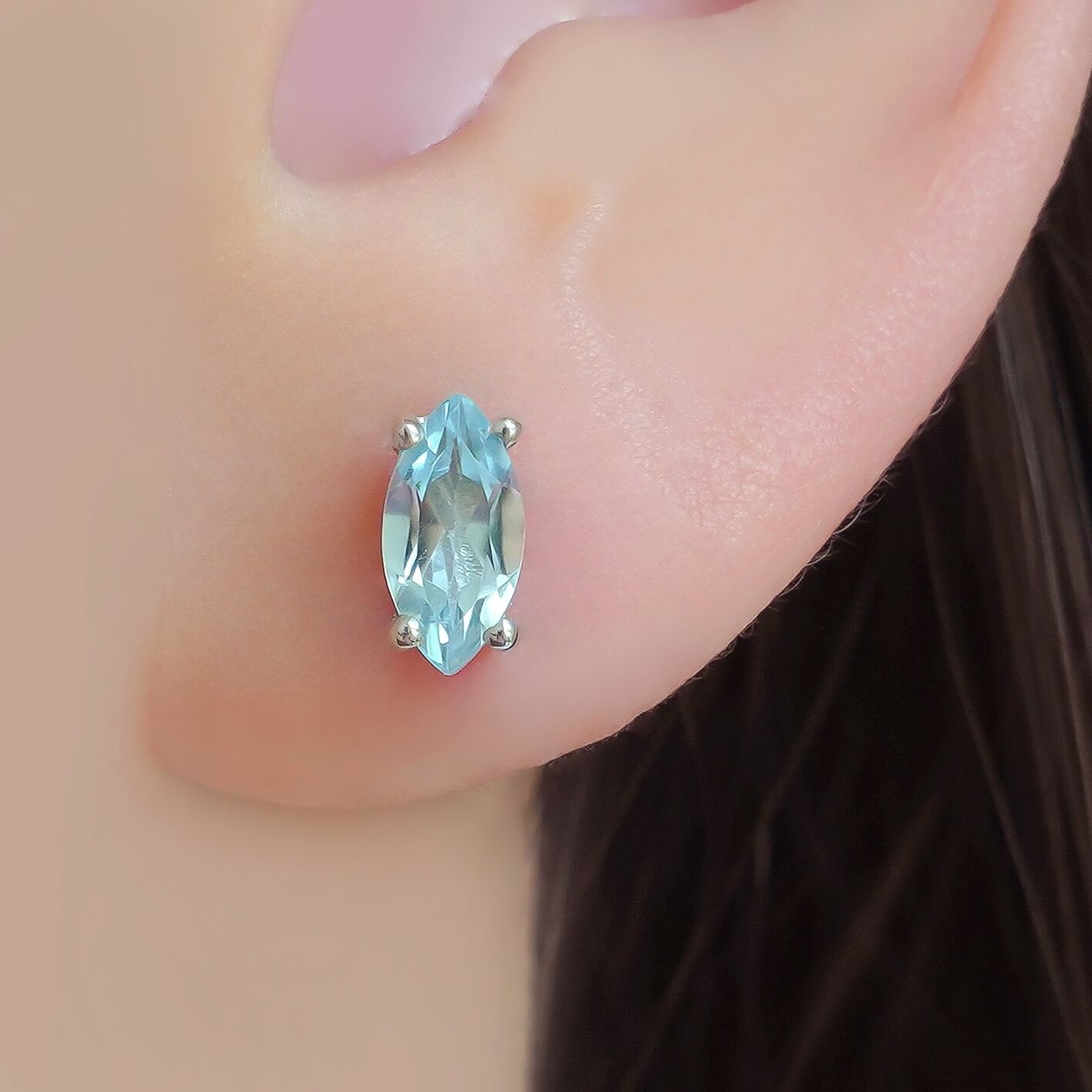 Серьги SZ12271 Серебро 925 Топаз Небесно-голубой