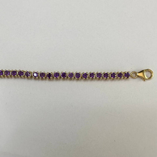 SZ14488 Bracelet Silver 925 African Amethyst (Gold Plated)