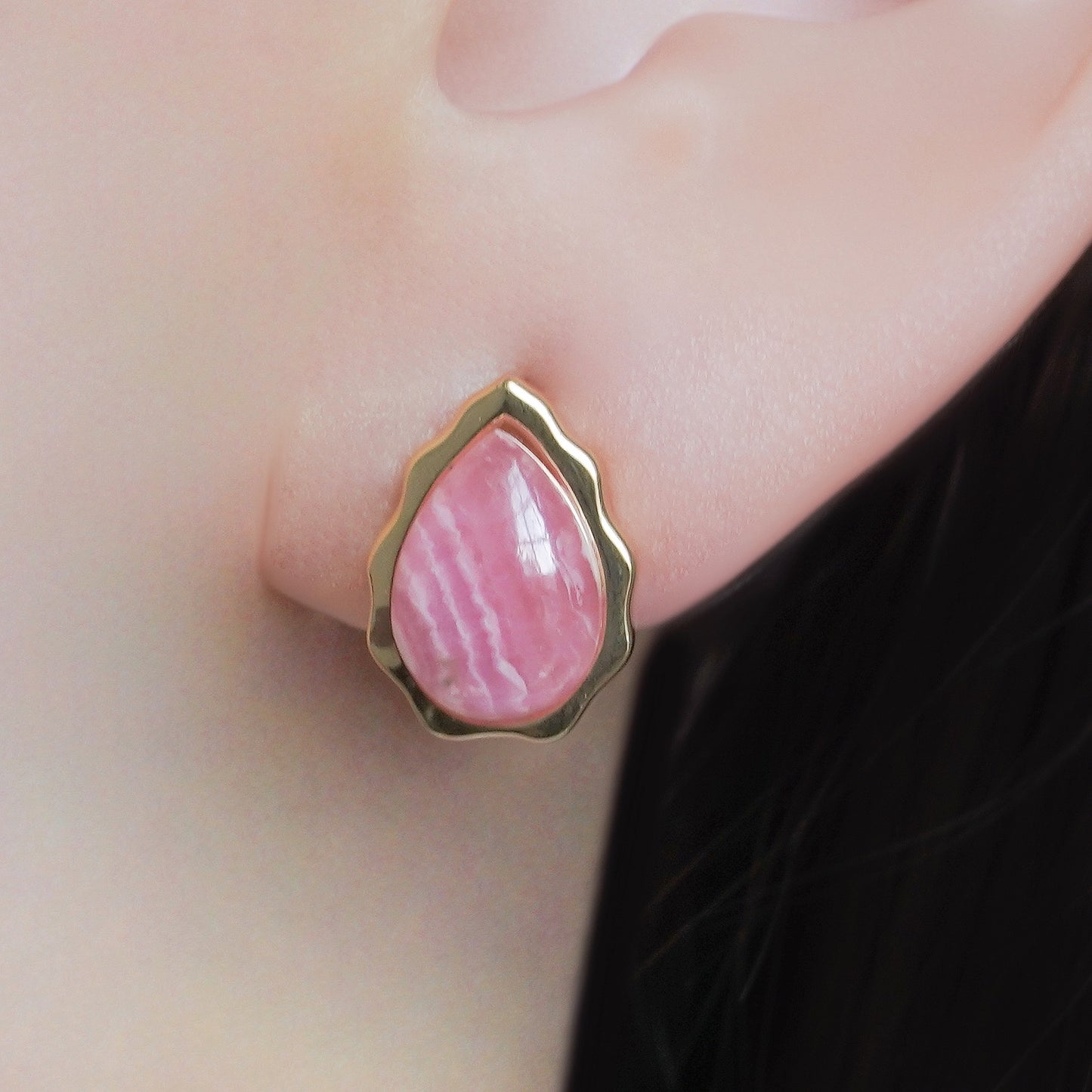 SZ16849 Sterling Silver 925 Rhodochrosite (Gold Plated)