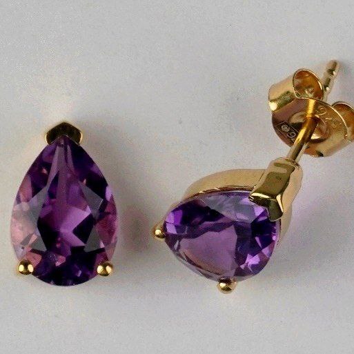 SZ11558-1 Earrings Silver 925 Brazilian Amethyst (Gold Plated)