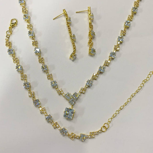 CC01725 Set 18K Yellow Gold Plated Copper Crystal