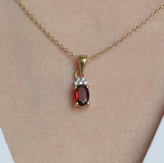 SZ16827 Necklace Silver 925 Garnet Fianite (Gold Plated)