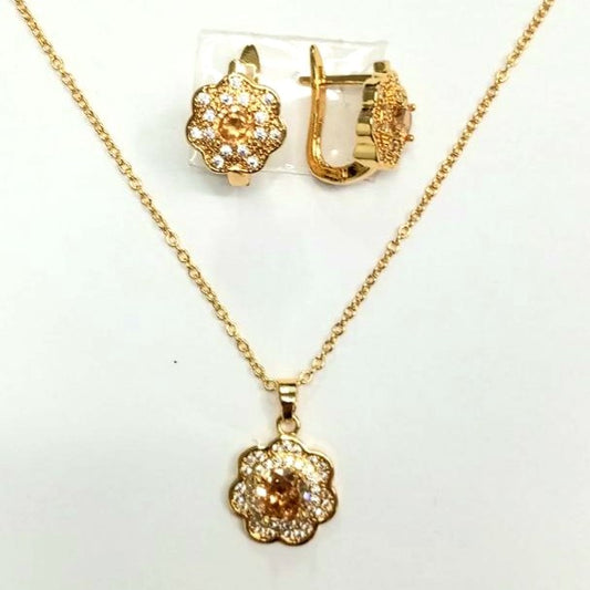 CC01827 Set 18K Yellow Gold Plated Copper Crystal