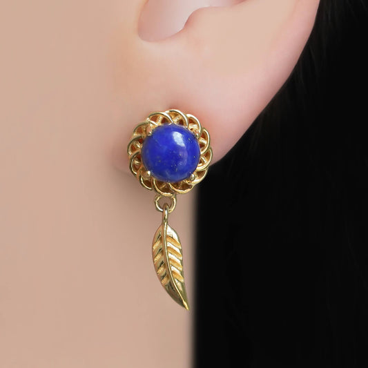 SZ13697 Earrings Silver 925 Lapis lazuli (Gold plated)