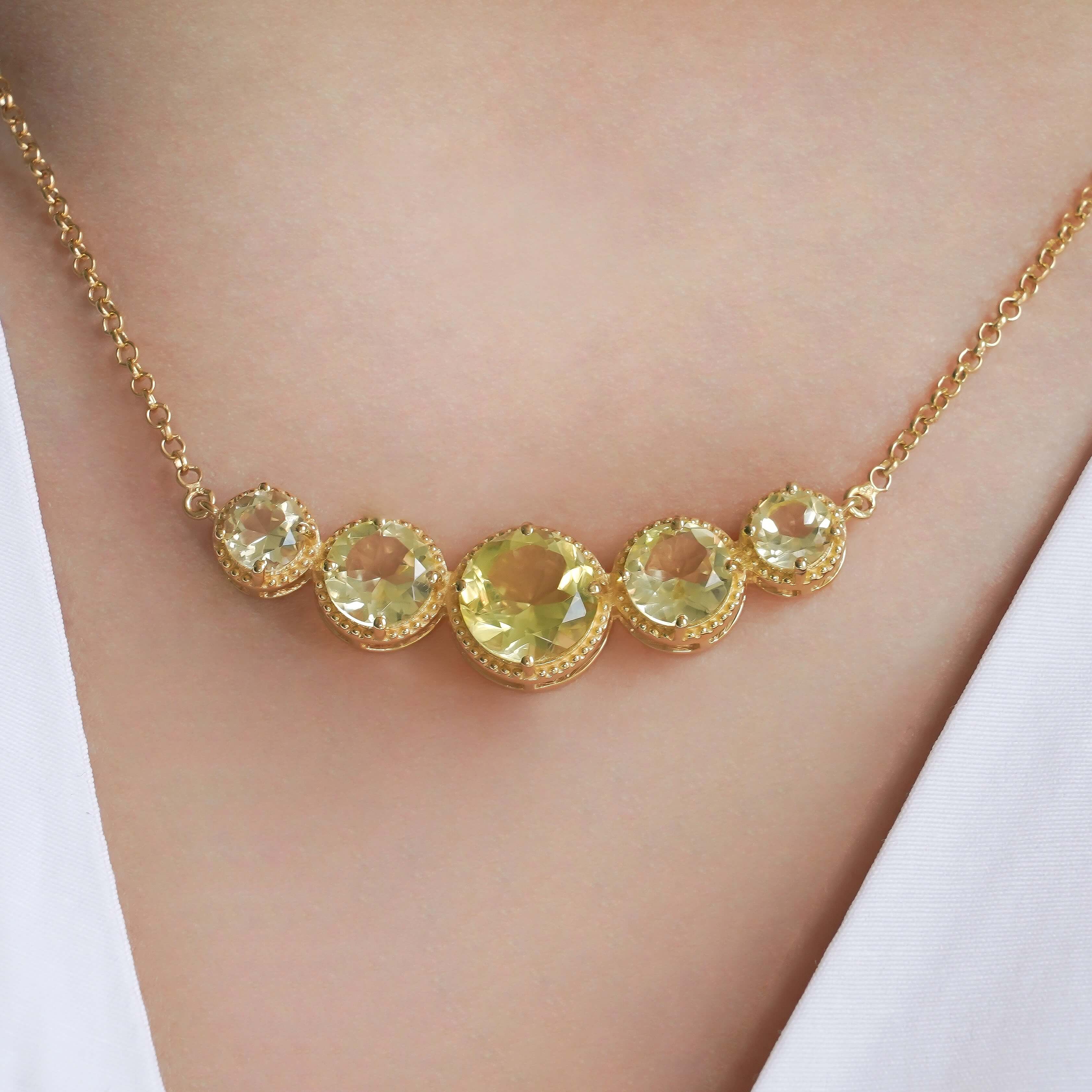 SZ13530 Necklace 925 Silver Lemon Topaz (Gold Plated)