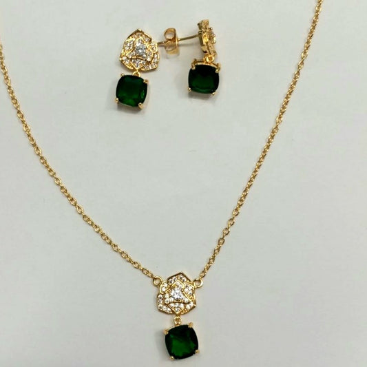 CC01820 Set 18K Yellow Gold Plated Copper Crystal