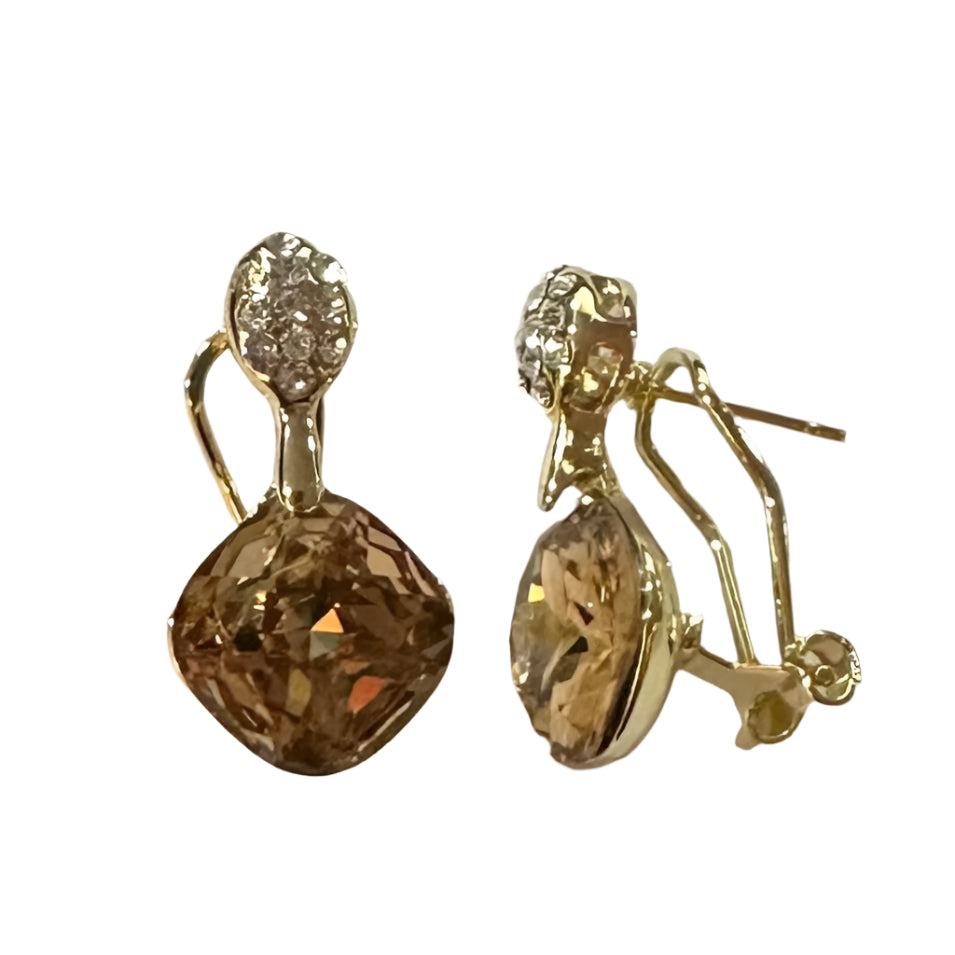 CC02275 Earrings 18K Yellow Gold Plated Copper Crystal