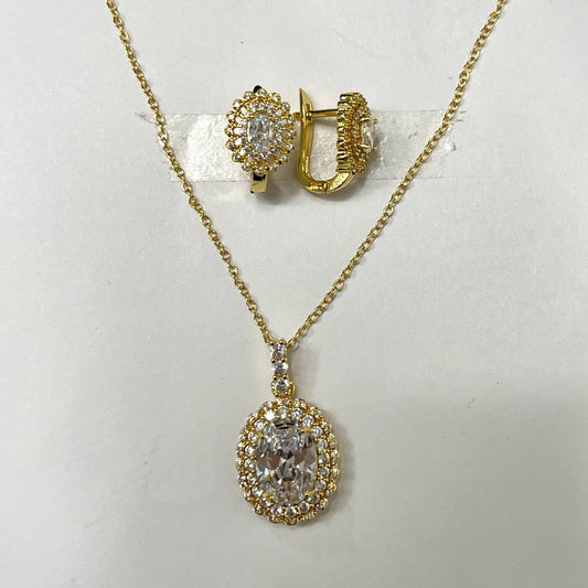 CC02040 Set 18K Yellow Gold Plated Copper Crystal