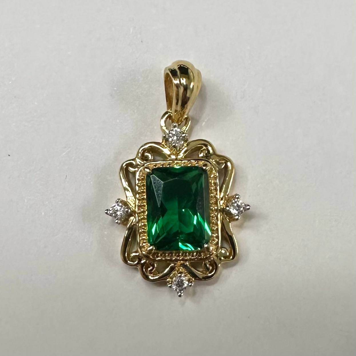 Серебряное ожерелье SZ16796 925 с изумрудом и фианитом Линде (позолота)