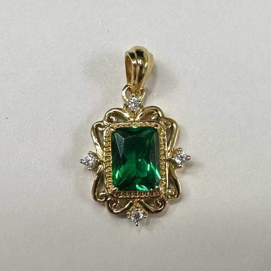 Серебряное ожерелье SZ16796 925 с изумрудом и фианитом Линде (позолота)