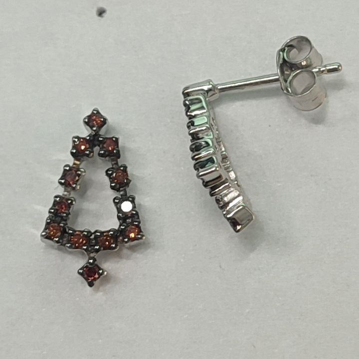 SZ12081 Earrings Silver 925 Red Diamond