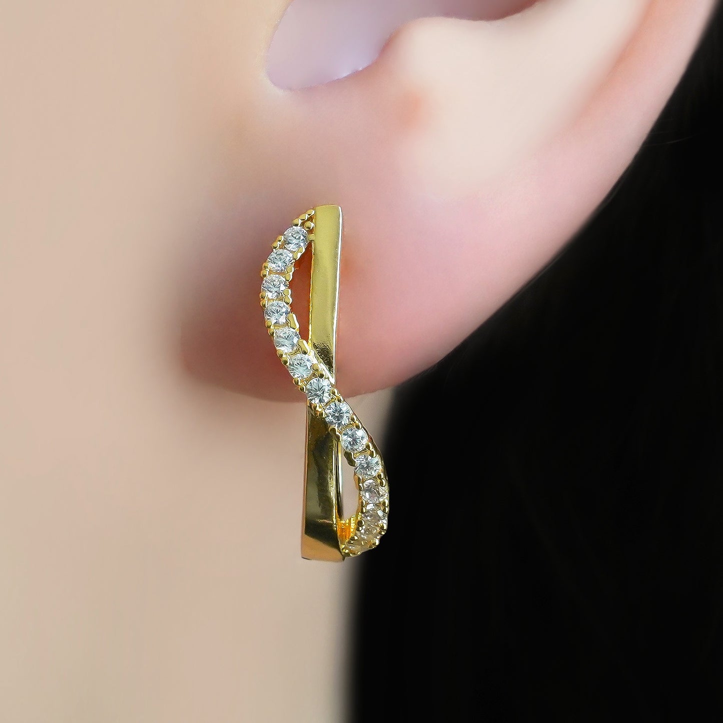 Серьги CC01028 из меди с покрытием 18K желтым золотом и кубическим цирконием