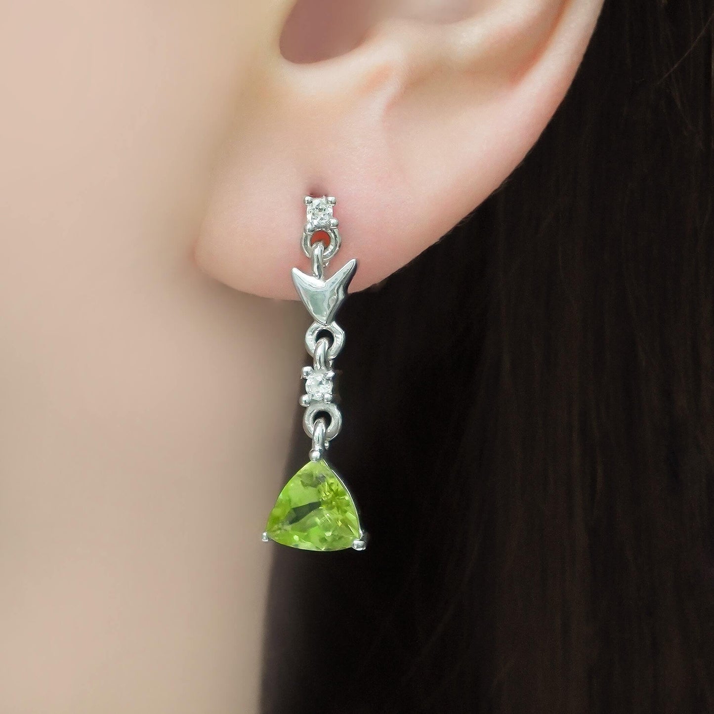 SZ12753 Earrings 925 Silver Peridot Topaz White