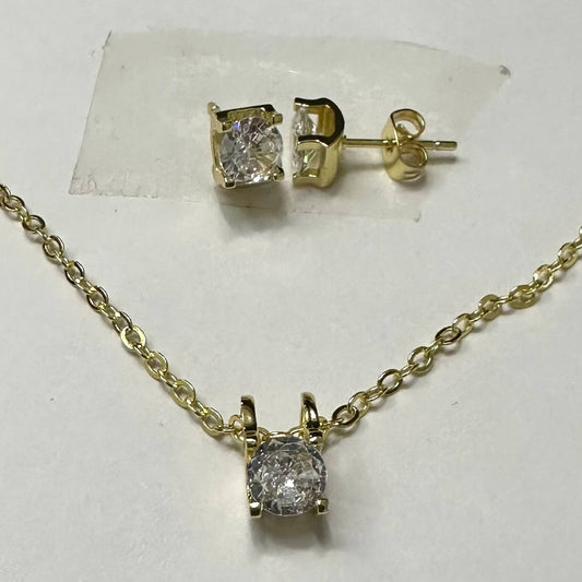 CC01974 Set 18K Yellow Gold Plated Copper Cubic Zirconia