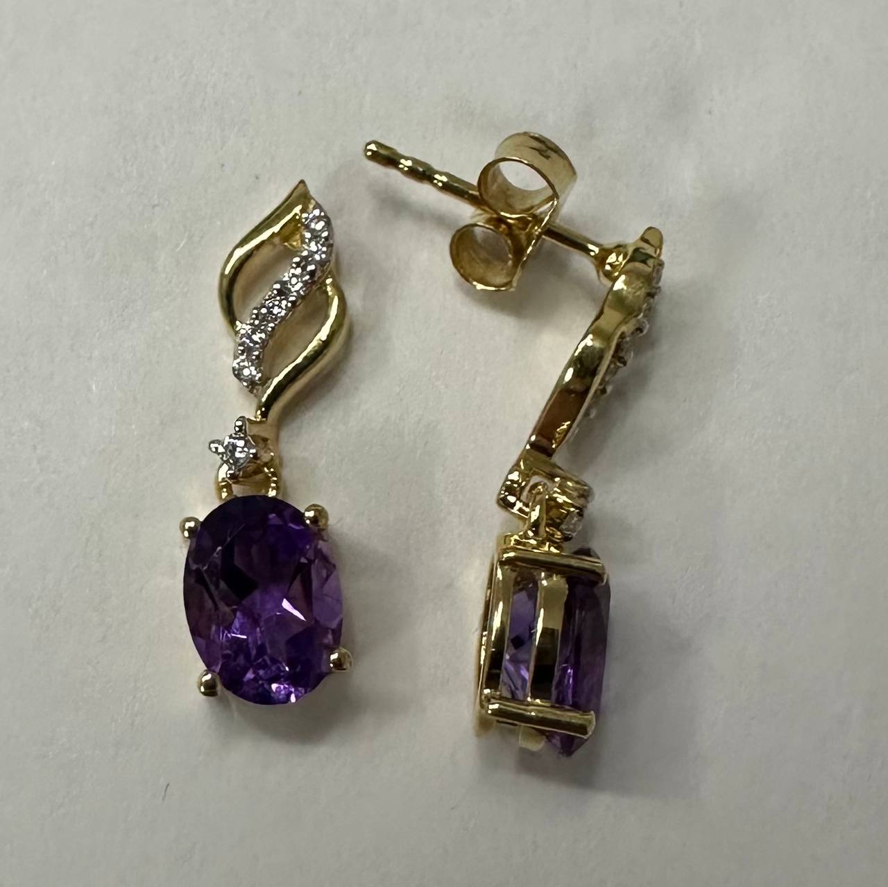 Серьги SZ16128 серебро 925 африканский аметист фианит (позолота)