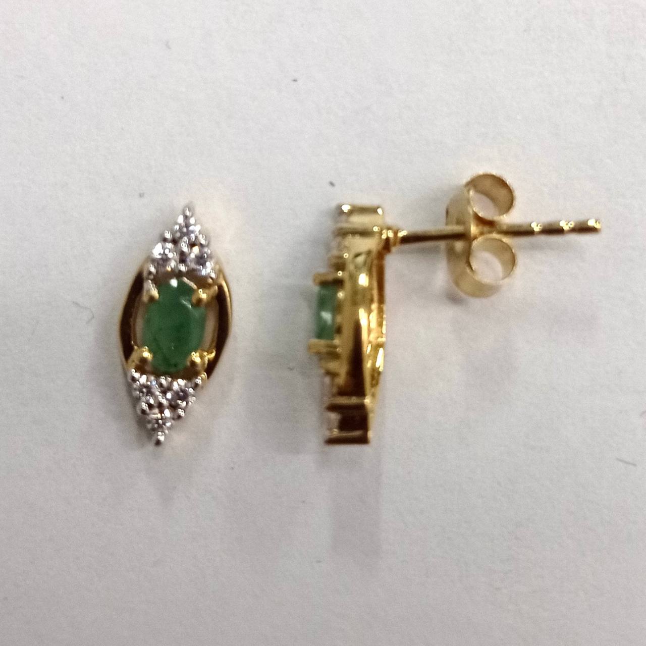 SZ16140 Stud Earrings Silver 925 Brazilian Emerald Fianite (Gold Plated)