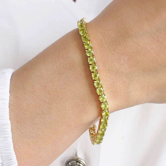 SZ12993 Bracelet Silver 925 Peridot (Gold Plated)