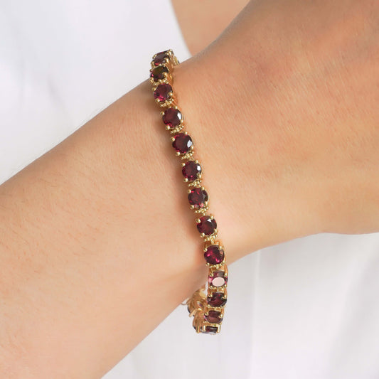 SZ13275 Bracelet Silver 925 Rhodolite (Gold Plated)