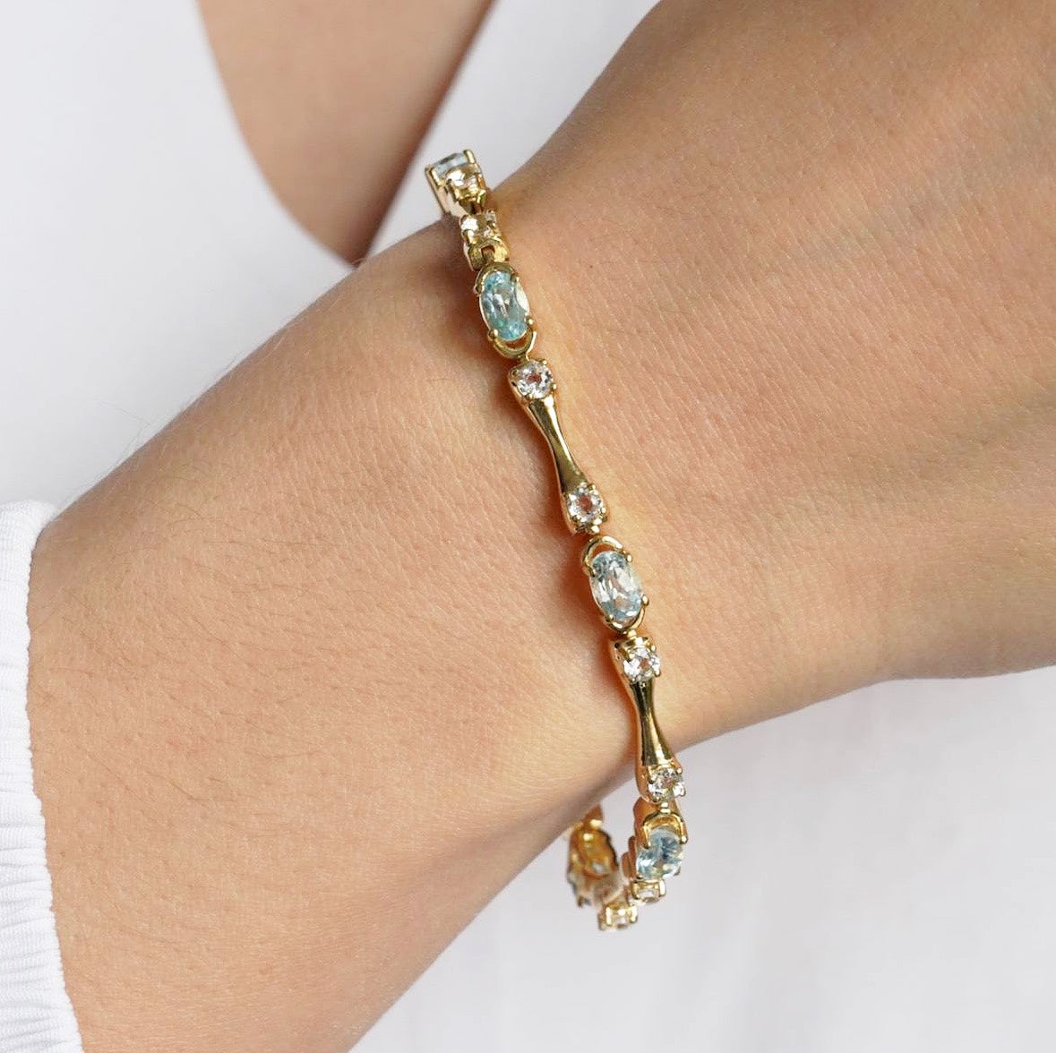 SZ13446 Bracelet Silver 925 Topaz Sky Blue Topaz White (Gold Plated)