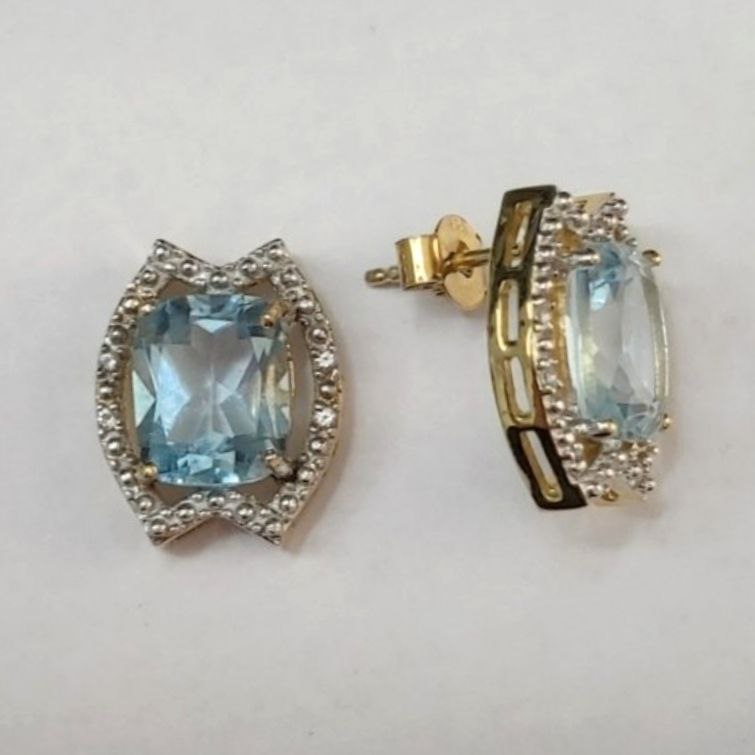 SZ13157 Sirg'alar Kumush 925 Topaz Osmon Moviy Topaz Oq (Oltin bilan qoplangan)