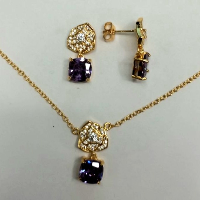 CC02035 Set 18K Yellow Gold Plated Copper Crystal