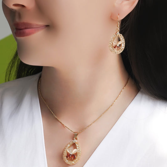 CC01520 Set 18K Gold Plated Copper Crystal