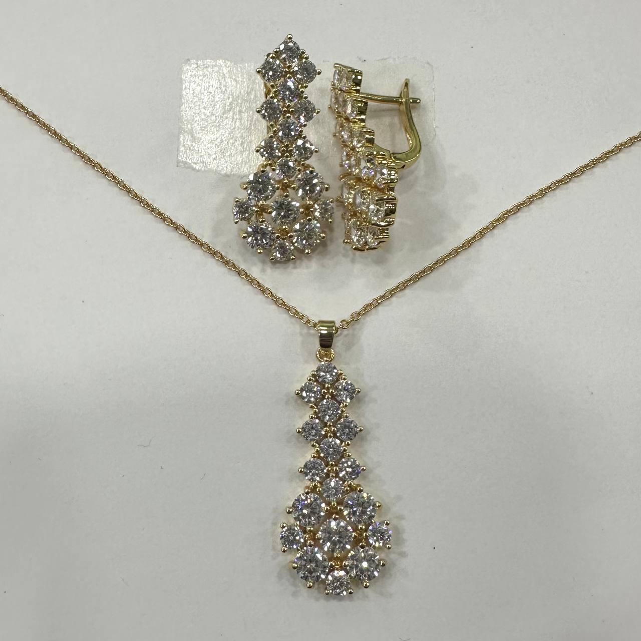 CC02379 Set 18 karat yellow gold plated Copper Cubic Zirconia