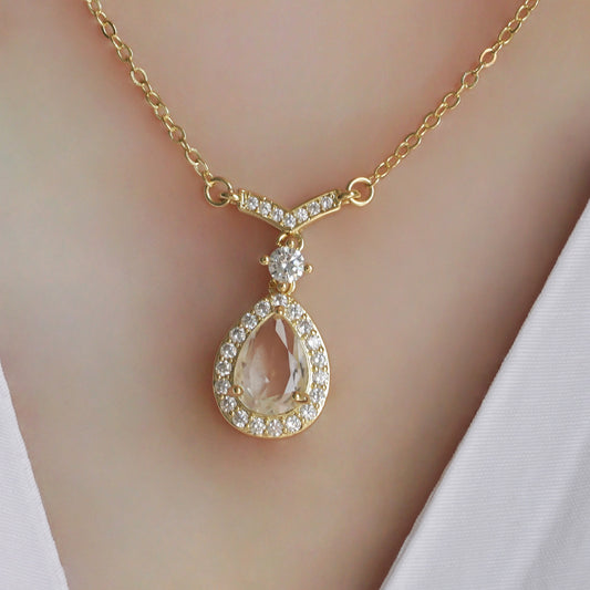 CC02297 Pendant 18K yellow gold plated Copper cubic zirconia