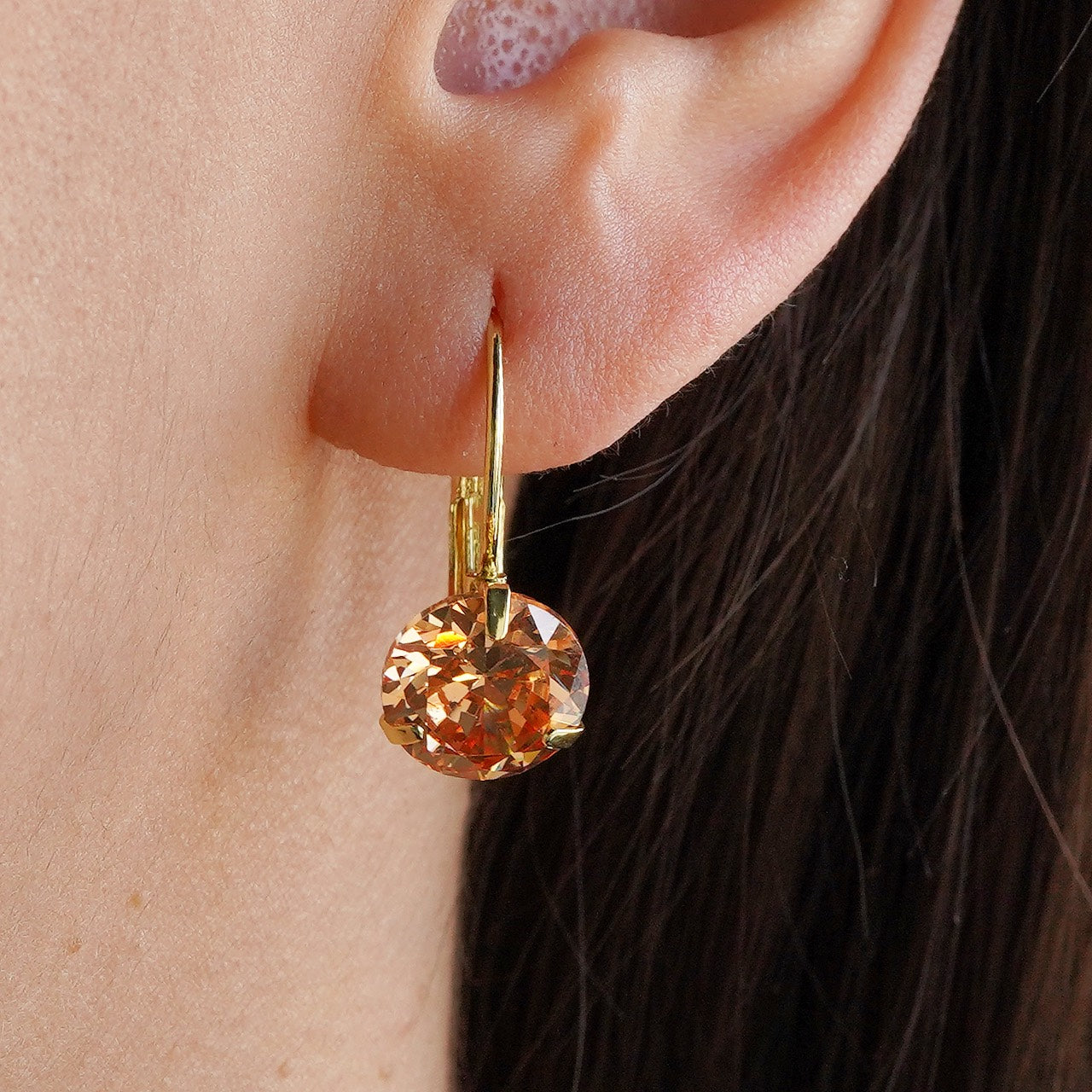 CC02081 Earrings Yellow gold plated Copper Cubic zirconia