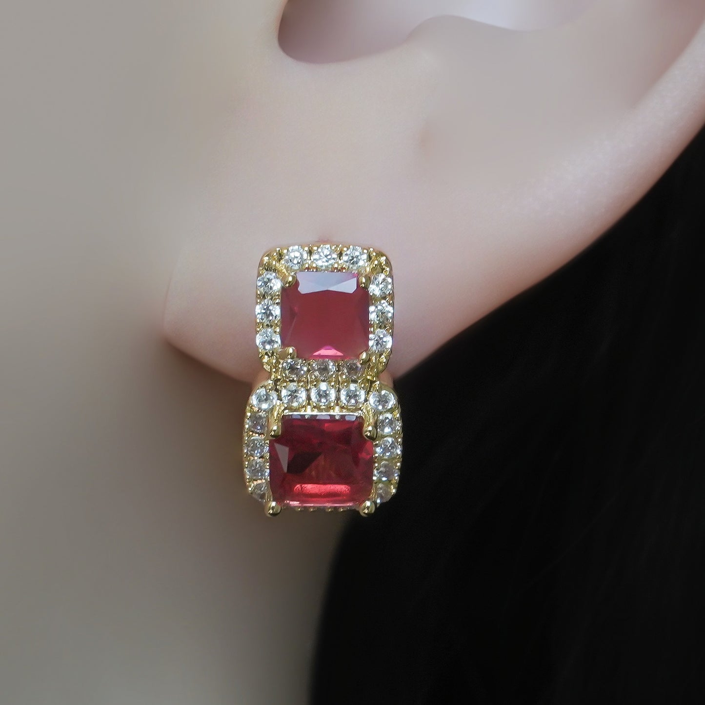 Серьги CC02247 из меди с покрытием 18K желтым золотом и кубическим цирконием