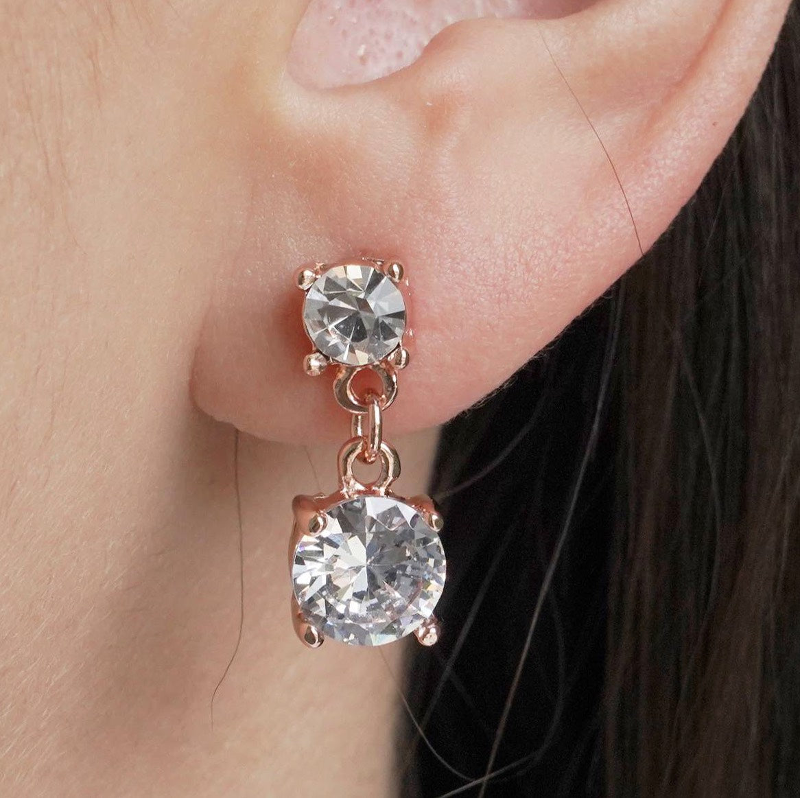 CC01866 Earrings Rose gold plated Copper Cubic zirconia