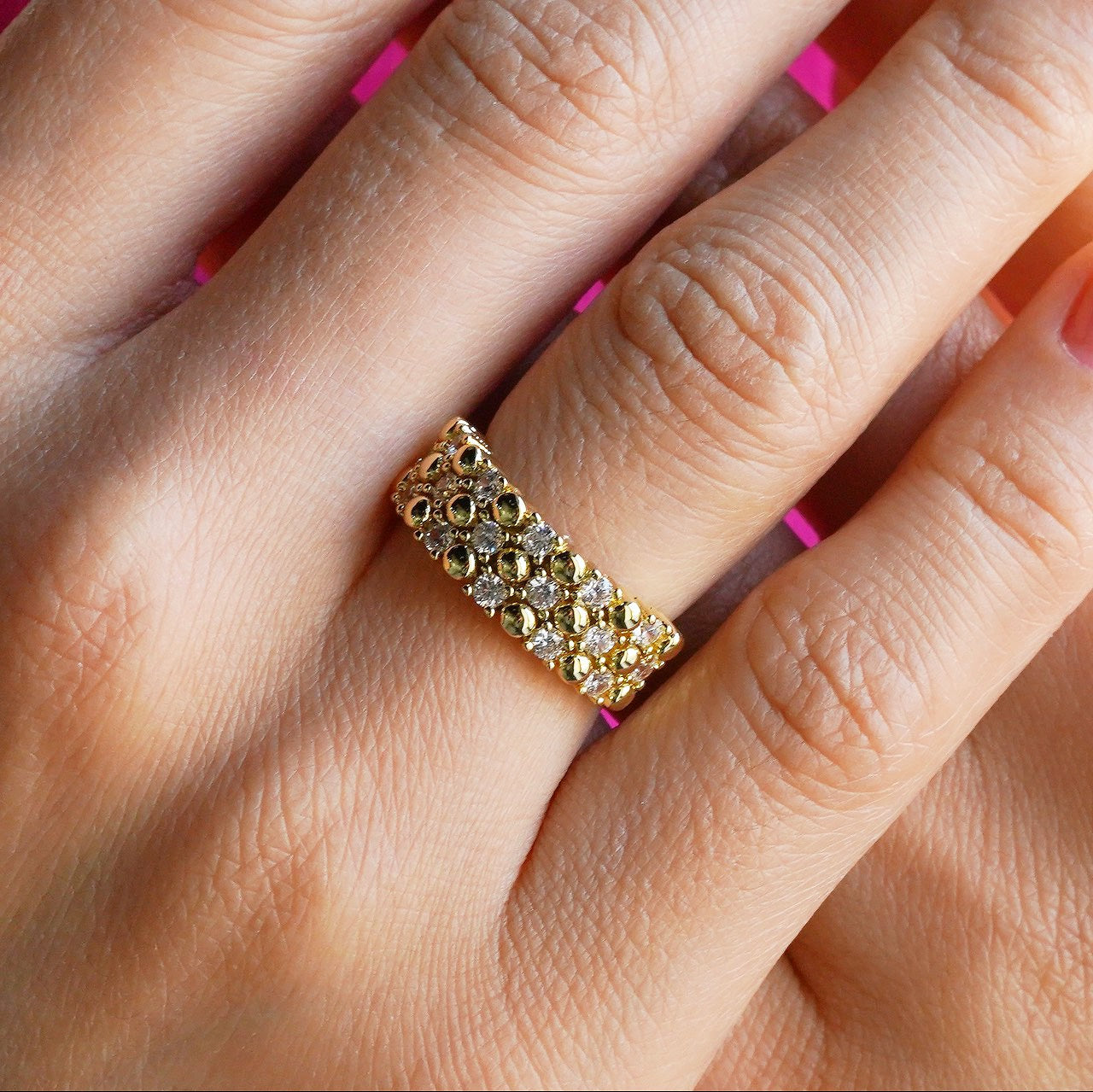 CC01689 Ring Yellow Gold Plated Cubic Zirconia Alloy