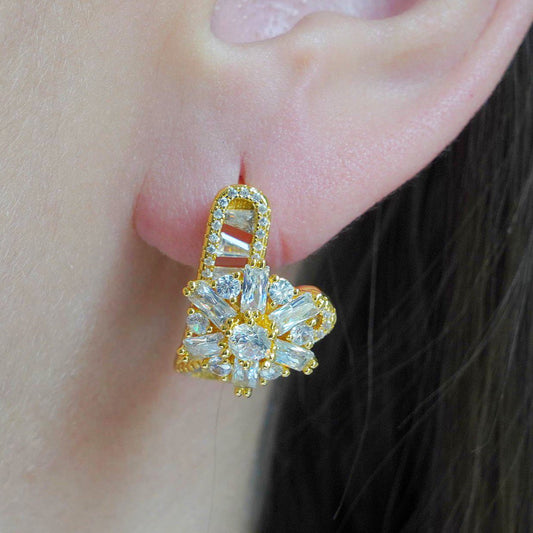 CC01464 Earrings 18K Gold Plated Copper Cubic Zirconia